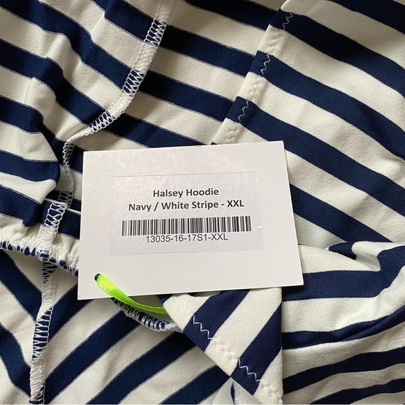 Halsey Hoodie in Repreve® Striped Jersey (Navy / White) - Picture 4 of 5